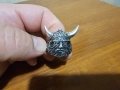 Сребърен викингски пръстен. Пръстенът на Тор. Викингски руни. Викингски шлем., снимка 1