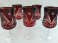 Кристални чаши за вино и кана червен кристал, снимка 6