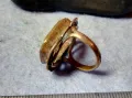 СТАРИНЕН МАЙСТОРСКИ МЕДЕН ПРЪСТЕН с ПОЗЛАТА и ГНЕЗДО За ВГРАЖДАНЕ на ГОЛЯМ СКЪПОЦЕНЕН КАМЪК 47464, снимка 3