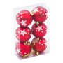 6 броя Комплект Червени коледни топки със звезда, 6см, снимка 1 - Други стоки за дома - 42673585