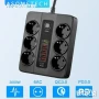 Разклонител за контакт 220V ,6 гнезда, 5 USB, 1 Type C със защита, снимка 1