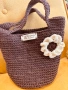 Ръчно изплетена дамска чанта с кръгло дъно и хастар, снимка 1