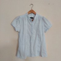 Дамска бяла риза с къс ръкав в размер S, снимка 1 - Ризи - 38610742