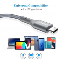  JYDMIX USB C към USB C кабел, PD 3.0 - 20 V/3 A 60 W, 2 метра, найлонова оплетка, бързо зареждане, снимка 4 - USB кабели - 40121997