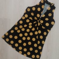 Черна блузка на жълти точки - без ръкав, снимка 2 - Потници - 29308761