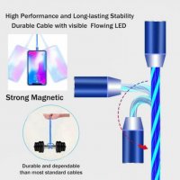 Нов модел-Светещ LED кабел за зареждане за телефон-IPHONE-Samsung и др., снимка 3 - USB кабели - 33865034