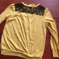 Дамска жълта блуза с дантела , снимка 3 - Блузи с дълъг ръкав и пуловери - 30359500