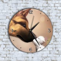 Стенен Часовник - Куче С Малко Коте Анимиран, снимка 1 - Стенни часовници - 42810053