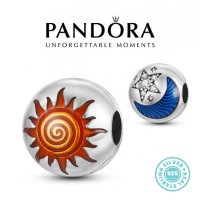 Талисман Pandora Пандора сребро 925 Sun and Moon. Колекция Amélie, снимка 1 - Гривни - 39580741