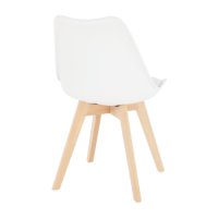  Промо! Стол от бяла екологична кожа, крака от бук Бали 48х56х81см, снимка 2 - Столове - 42883521