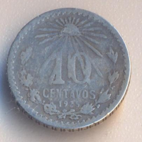 Мексико 10 сентавос 1925 година, сребро, снимка 1 - Нумизматика и бонистика - 44743594