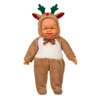 Голяма кукла бебе с коледен костюм на еленче, 50см, снимка 1 - Кукли - 42793345