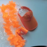 оранжев летен комплект, снимка 5 - Шапки, шалове и ръкавици - 37666707