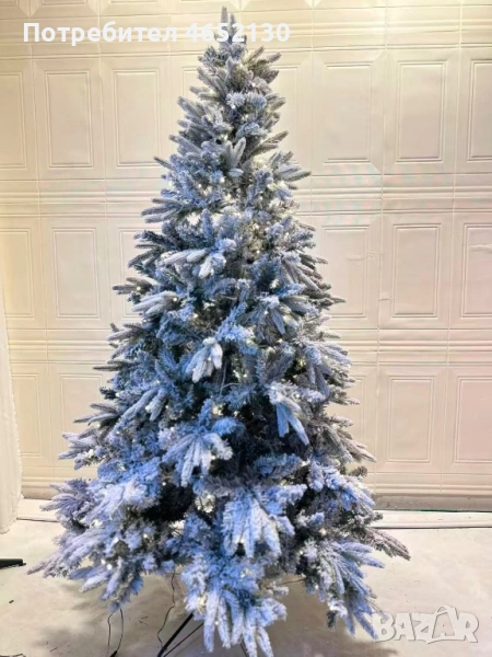 Заснежена коледна елха - гъста с реалистичен снежен ефект, 210см, снимка 1