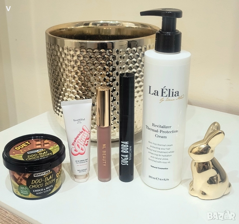 ЛОТ 5 продукта скраб дубайски шоколад червило NL beauty Youtiful спирала Suga Buba , снимка 1