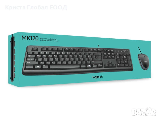 Комплект кабелна клавиатура и мишка Logitech Mk120 Кирилизирана, снимка 1