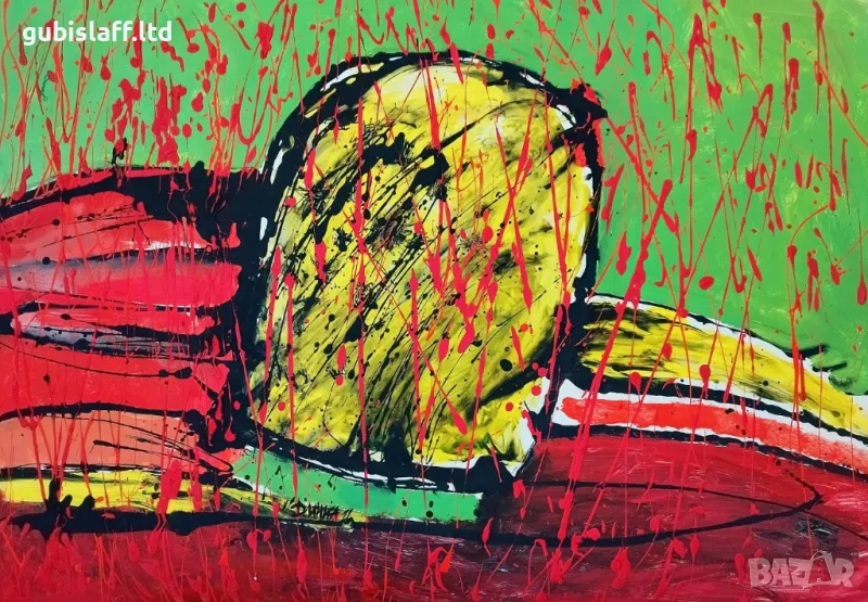 Картина, абстракция, подпис "Динка", 1991 г., снимка 1