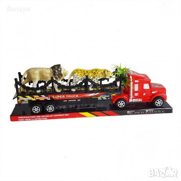 2900 Детски камион с лъв и леопард, 38см, снимка 1