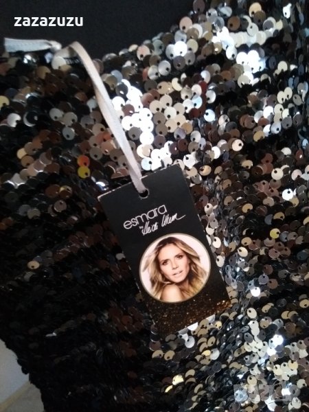 ESMARA by HAIDI KLUM - Елегантен дамски топ - преливащи се пайети в черно и сребро, снимка 1