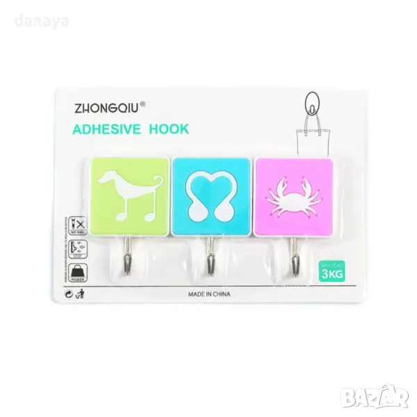 5503 Комплект лепящи закачалки с различни картинки, 3 броя, снимка 1