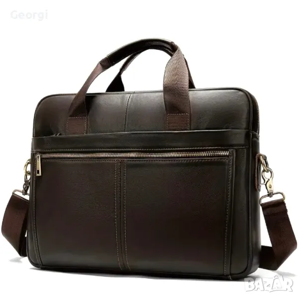 Мъжка кожена бизнес чанта (Функционално/елегантно куфарче за лаптоп 15) Естествена кожа!, снимка 1