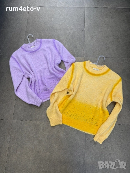 Пуловер с камъни и омбре ефект, снимка 1