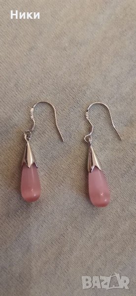 Нови обеци "розова сълза" със сребърно покритие и печат 925 - мод.3, снимка 1