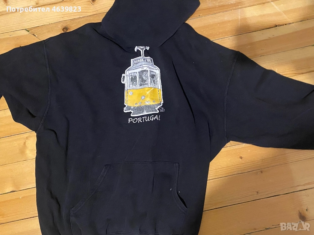 Черен суичър с надпис на Portugal, снимка 1