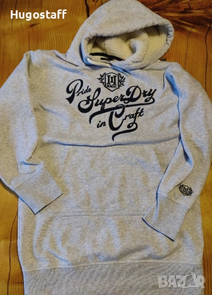 Оригинален суитчър худи яке горнище Супердрай Superdry Сив качулка М, снимка 1