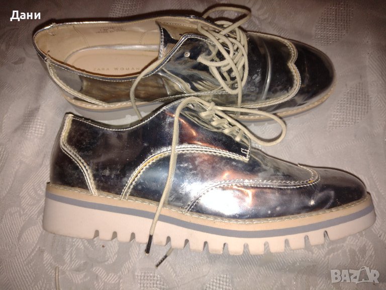Зара дамски / детски  обувки  в сребристо, снимка 1
