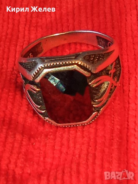 СКЪПОЦЕНЕН АВТОРСКИ СРЕБЪРЕН ПИРАТСКИ ПРЪСТЕН СРЕБРО 925 с НИЕЛО и ОГРОМЕН ФАСЕТИРАН МАРКАЗИТ 36405, снимка 1