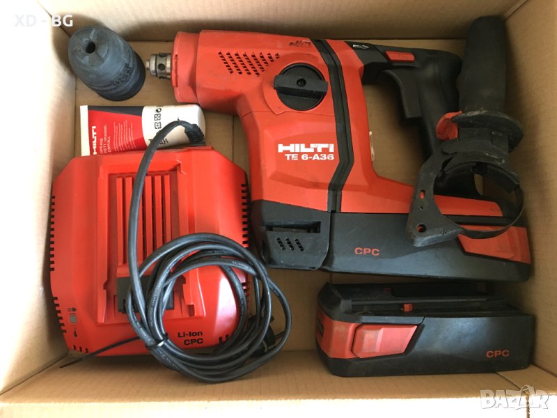 Перфоратор на батерии HILTI TE 6-A36 AVR + 2x батерии + зарядно + патронник + грес и дръжка, снимка 1