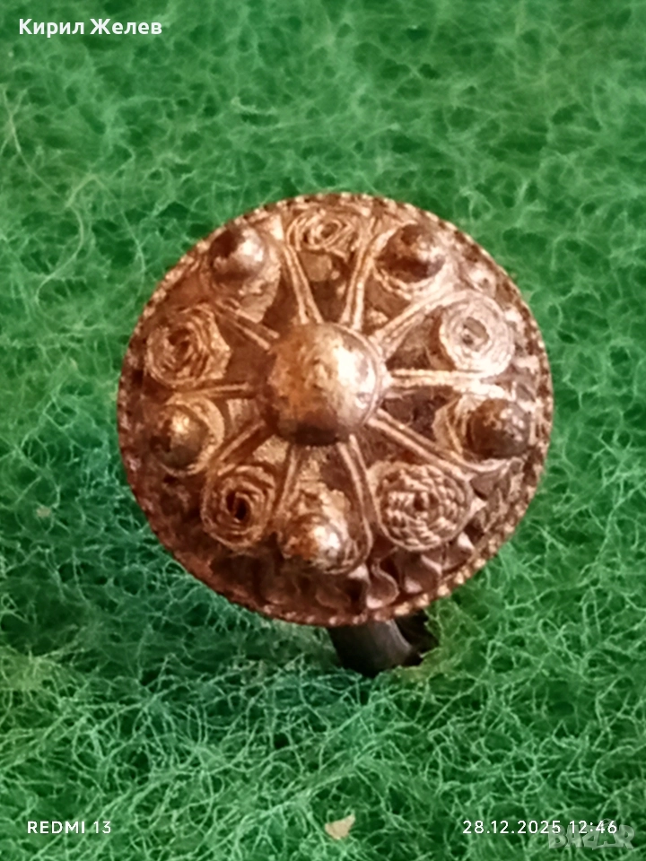 Възрожденски Болярски сребърен пръстен филигранна изработка 21700, снимка 1