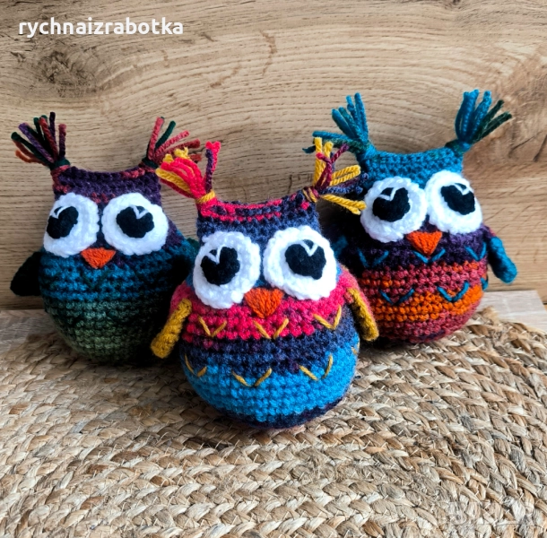 Плетена  играчка бухалче, сова, снимка 1