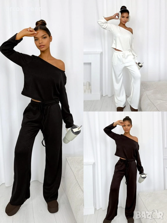 Дамски комплект плетен пуловер от две части, 3цвята , снимка 1