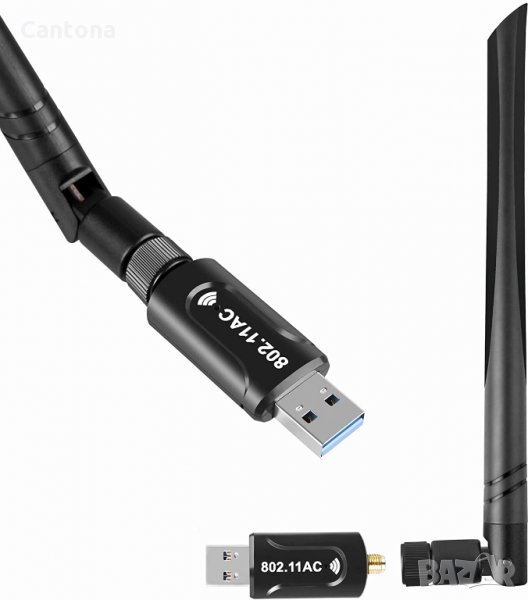 1300Mbps USB 3.0 WiFi , 802.11 AC Безжичен мрежов адаптер Двулентов 2.42GHz/400Mbps 5.8GHz/866Mbps 5, снимка 1