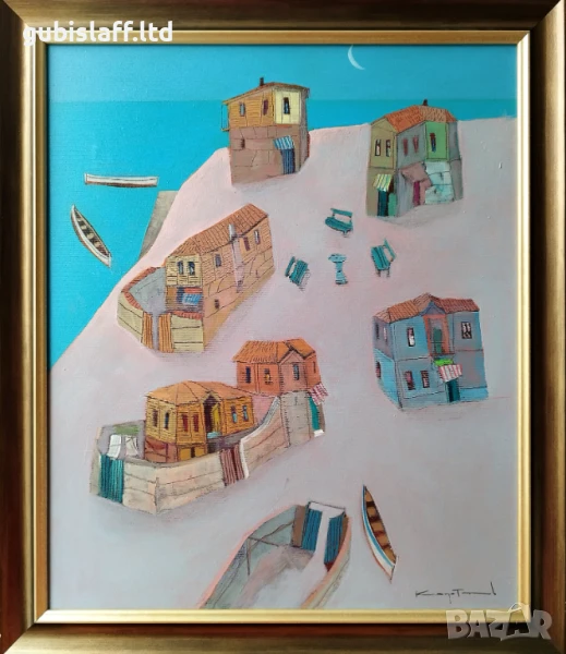 Картина "Лятна нощ", худ. Димитър Каратонев, 2021 г., снимка 1