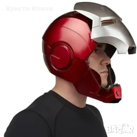 Marvel Маска Електронен шлем Iron Man светещи очи Железния човек Марвел сребърно с червено, снимка 9 - Друга електроника - 49128311