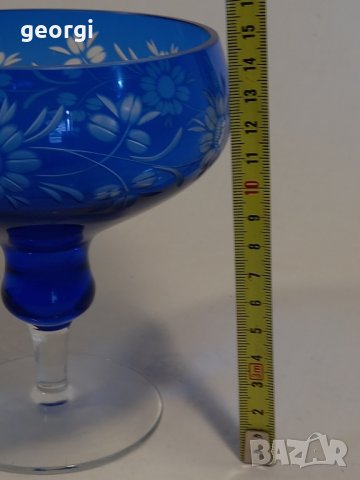 кристална бонбониера син фасетиран кристал , снимка 2 - Антикварни и старинни предмети - 42672485