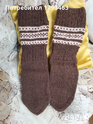 Ръчно  плетени  мъжки  чорапи  от  вълна  размер  43, снимка 1