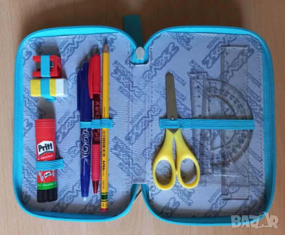 Уникален ученически несесер Seven с три отделения, пълен, НОВ, снимка 4 - Ученически пособия, канцеларски материали - 51615554