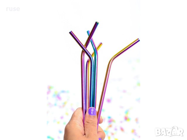  НОВИ! Метални сламки 8 броя комплект + 2 четчици / безоловни BPA-free, снимка 3 - Други - 38022491
