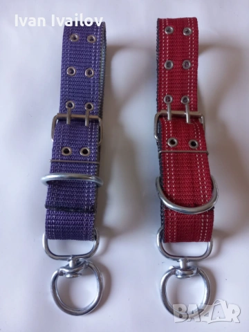 Здрави текстилни каишки 70см за куче – Червена и Лилава, ширина 5см