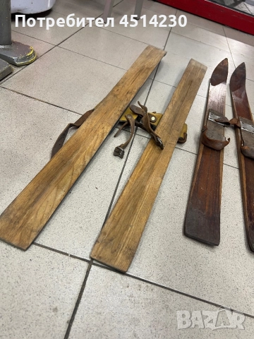 Винтидж детски дървени ски – сини, 90 см, снимка 3 - Зимни спортове - 52879551