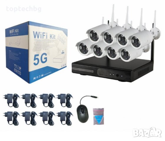 5G БЕЗЖИЧНО ВИДЕОНАБЛЮДЕНИЕ С 8 КАМЕРИ, снимка 1
