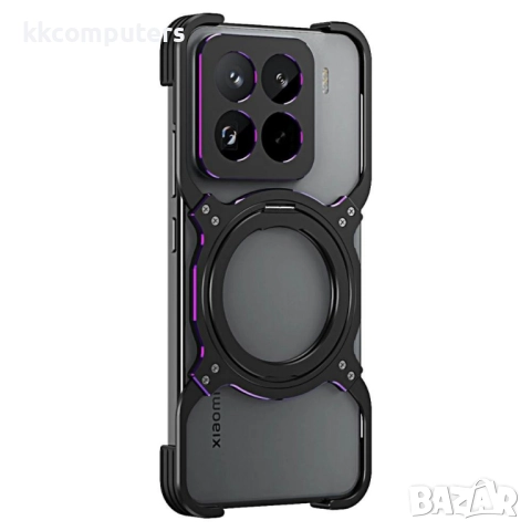 Xiaomi 15 Pro Удароустойчив Метален Калъф със Стойка MagSafe + Скрийн Протектор – Черен, Червен, Лил, снимка 2 - Калъфи, кейсове - 51499228