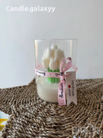 Букет от лалета - соева свещ, снимка 2 - Декорация за дома - 52586634