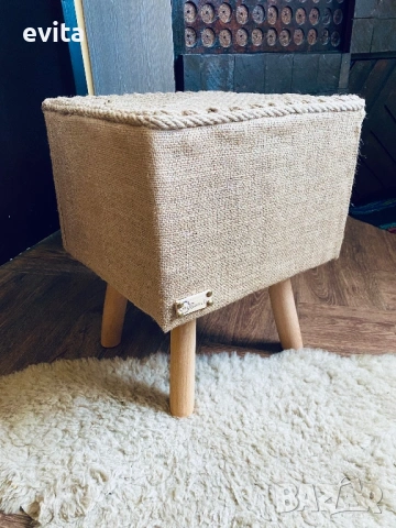 🌿 Ръчно изработена табуретка – артистичен акцент за интериора, снимка 13 - Дивани и мека мебел - 33842705