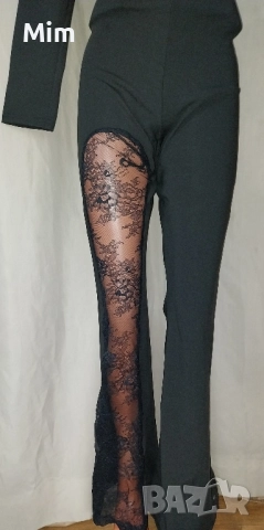 L Еластичен черен гащеризон с бели перли , снимка 6 - Гащеризони - 51875120