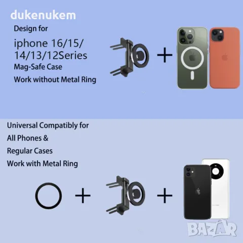 Магнитна стойка за телефон, за кръгли вентилационни отвори за Mercedes, снимка 2 - Аксесоари и консумативи - 50000483